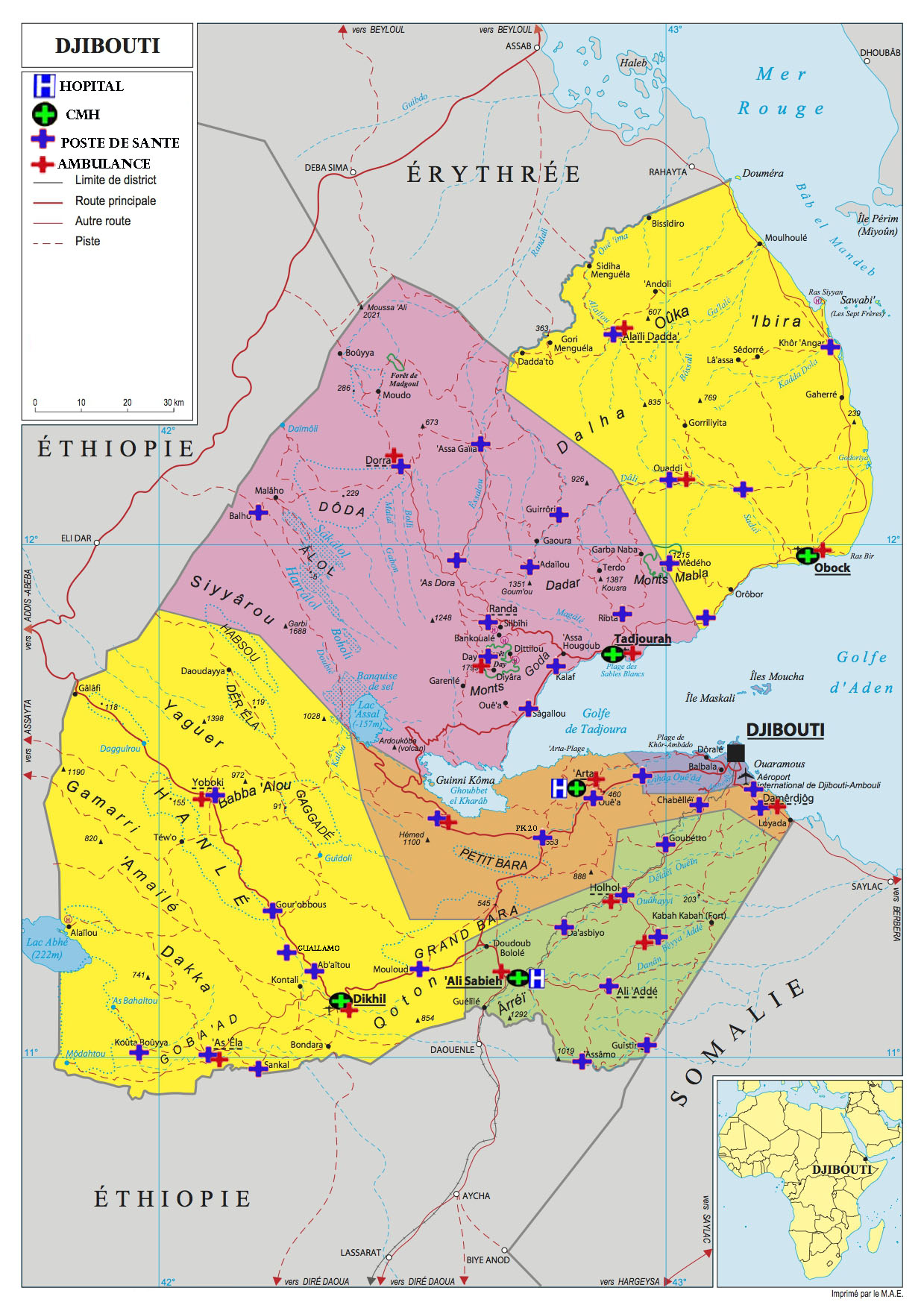Carte sanitaire de Djibouti